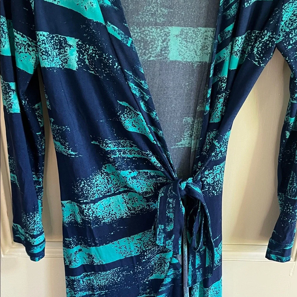 BCBGMaxAzria Teal and Navy Patterned Dress